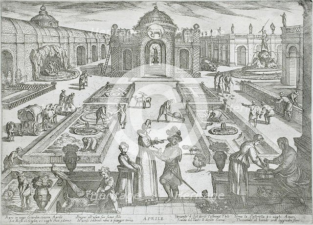 April: A Garden, published 1599. Creator: Antonio Tempesta.