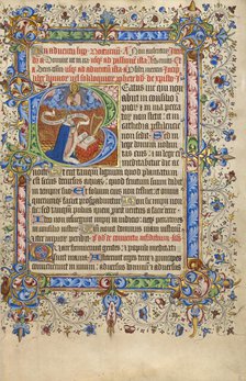 Initial B: David in Prayer; Psalter, 1420-1430. Creator: Unknown.