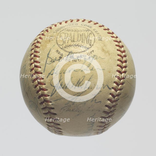 Baseball signed by the 1953 Brooklyn Dodgers team, 1953. Creator: Spalding.