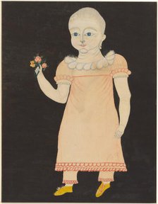 Baby in Pink Dress with Roses, c. 1820. Creator: Unknown.