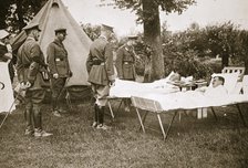 King George V conversing with wounded officers, France, World War I, 1916. Artist: Unknown