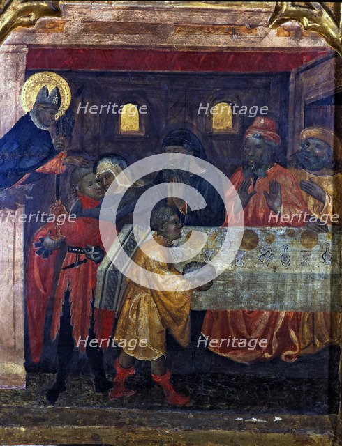 Altarpiece of Saint Nicholas, Saint Claire and Saint Anthony. Table representing scenes of the li…