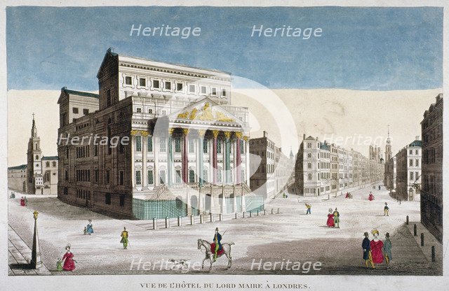 View of Mansion House, Cornhill and Lombard Street, City of London, 1790. Artist: Anon