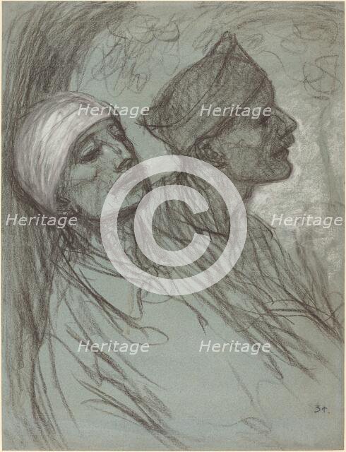 A Wounded Soldier and His Comrade, 1916. Creator: Theophile Alexandre Steinlen.