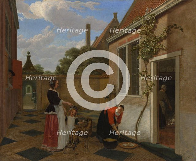 Scene in a Courtyard, early 1660s. Creator: Ludolf de Jongh.