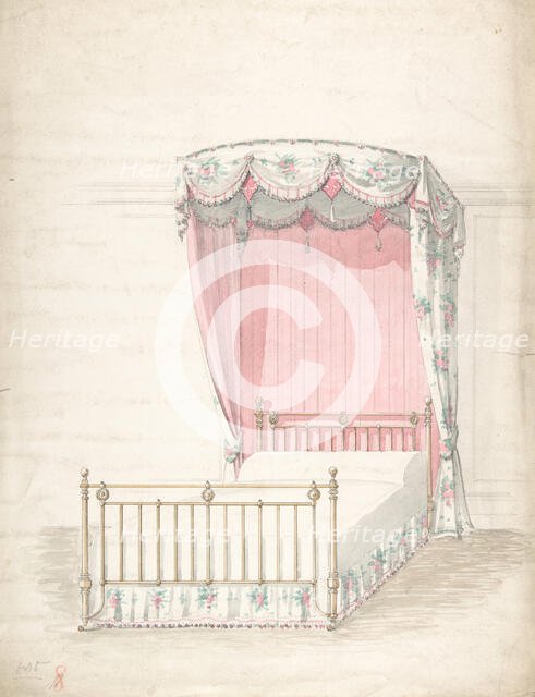 Design for a Bed and Canopy, 1841-1917. Creator: Charles Hindley & Sons.