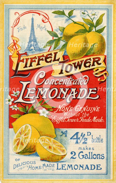 Eiffel Tower Concentrated Lemonade, 1900. Artist: Unknown