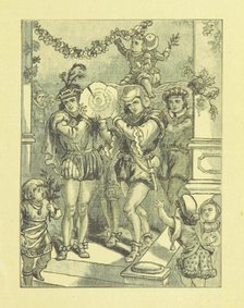 Bringing in the Yule Log, 1885.  Creator: Henry G. Wells.