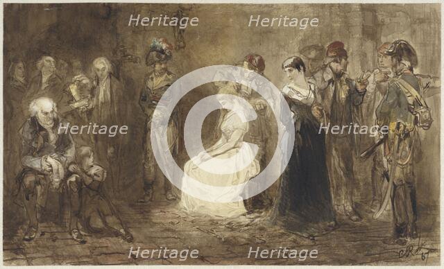 Princess Elisabeth of France in prison, May 10, 1794, 1867. Creator: Charles Rochussen.