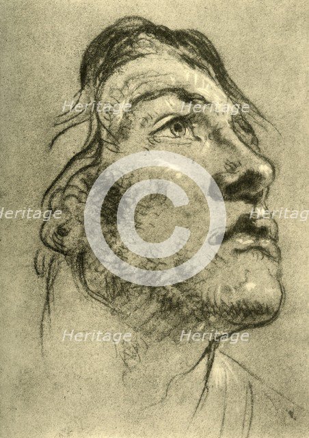 'Head of a Young Man, almost in profile and looking up', mid 18th century, (1928). Artist: Giovanni Battista Tiepolo.