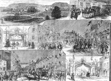 Visit of the Prince and Princess of Wales to Longleat: sketches at Warminster, 1881. Creator: Unknown.