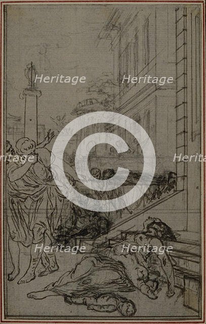 Study for the Vignette of Lucretius's "De la Nature des Choses", Vol. II, Book VI, c. 1768. Creator: Hubert Francois Gravelot.