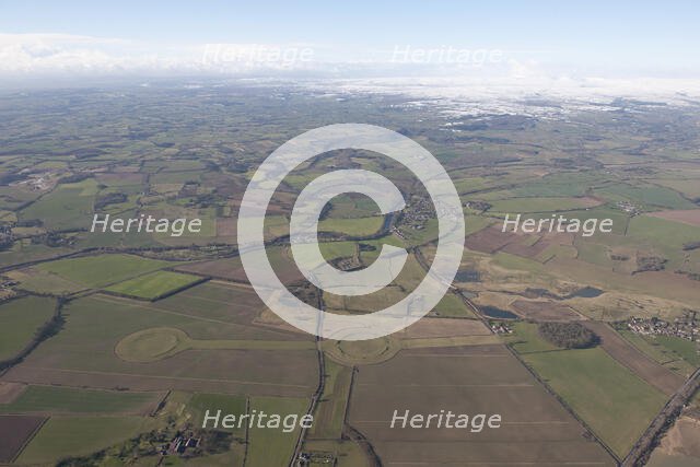 Thornborough henges and Centre Hill round barrow, North Yorkshire, 2015. Creator: Historic England.
