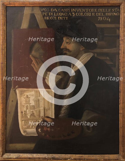 Portrait of Ugo da Carpi (1480-1532), 1783-1791. Creator: Montanari (Il Postetta); Antonio (active second half of the 18th cen.).