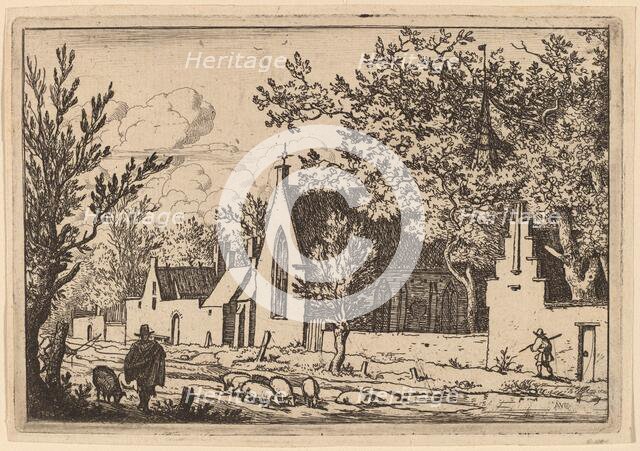 Swine Herd near a Chapel, probably c. 1645/1656. Creator: Allart van Everdingen.