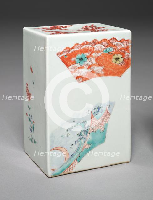 Pillow with Fan and Floral Decoration: Kakiemon Type, late 17th century. Creator: Unknown.