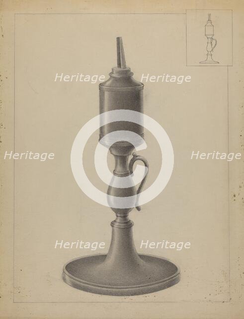 Whale Oil Lamp, 1935/1942. Creator: Irene Malawicz.