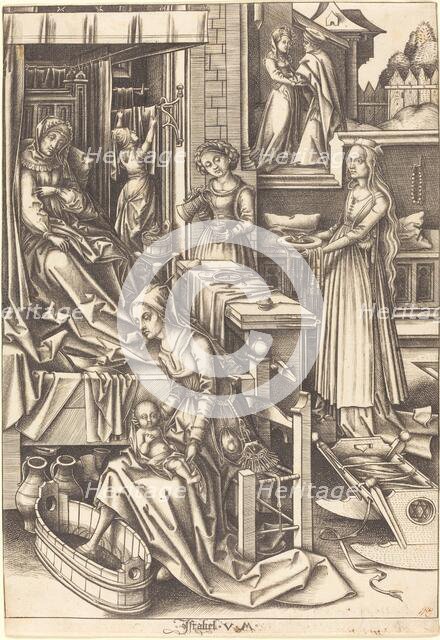 The Birth of the Virgin, c. 1490/1500. Creator: Israhel van Meckenem.