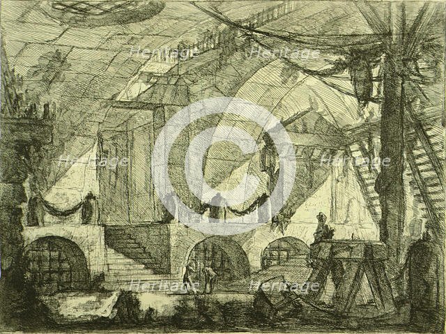 Prisoners on a Projecting Platform, between 1749 and 1750. Creator: Giovanni Battista Piranesi.