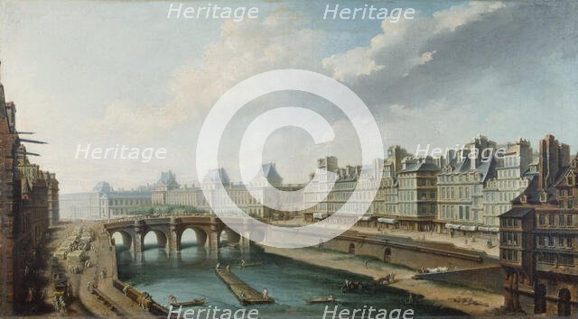 The Louvre, Pont-Neuf and the Quai des Orfevres, seen from Quai des Grands-Augustins, c1760. Creator: Nicolas Raguenet.
