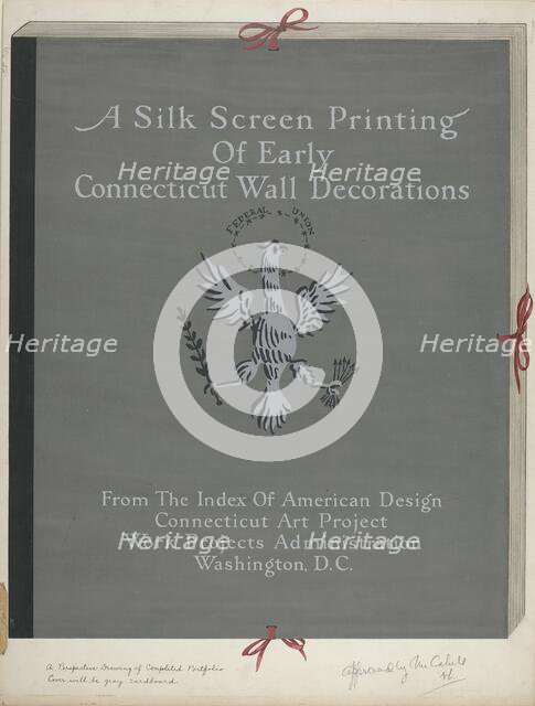A Silk Screen Printing of Early Connecticut Wall Decorations, Portfolio Cover, c. 1941. Creator: Lawrence Flynn.