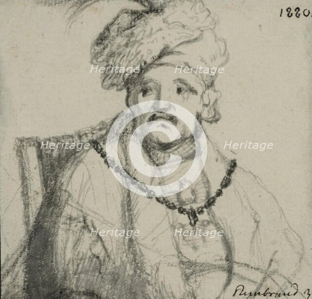 Man wearing a fur hat. Creator: Rembrandt Harmensz van Rijn.