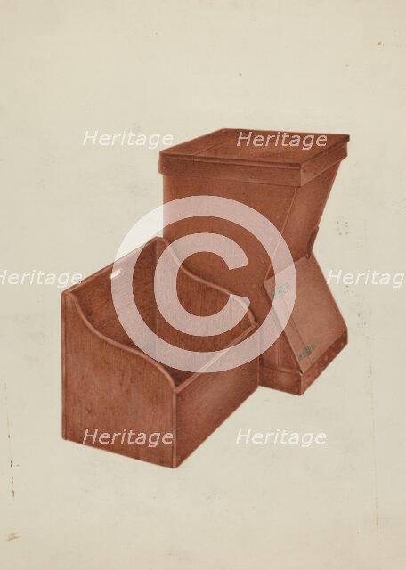 Shaker Wood Box and Kindling Box, c. 1937. Creator: George V. Vezolles.