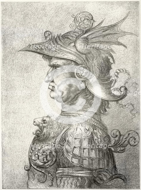 A bust of a warrior in profile, 1882. Artist: Unknown