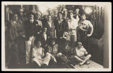 Passengers on RMS Armadale Castle, some in drag, pose for a group portrait, 1933. Creator: Unknown.