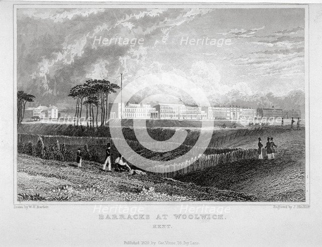 Royal Artillery Barracks, Woolwich, Kent, 1829. Artist: J Hinchcliff