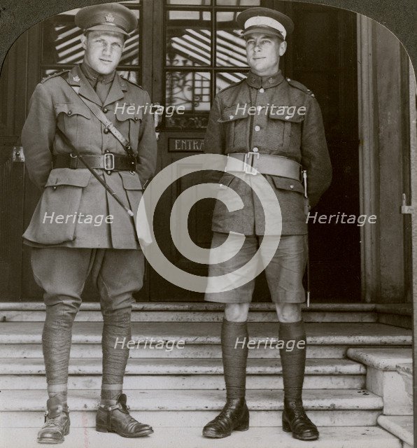 Captain MacDougall, DSO, and Cadet Mullin, two Canadian VCs, World War I, 1914-1918. Artist: Realistic Travels Publishers