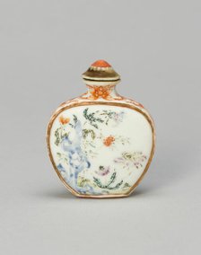 Snuff Bottle with Flowers and Rockwork, Qing dynasty (1644-1911), Jiaqing reign, (1796-1820). Creator: Unknown.
