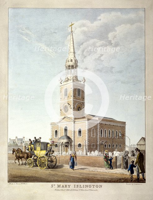 St Mary, Islington, London, 1821. Artist: BR Baker