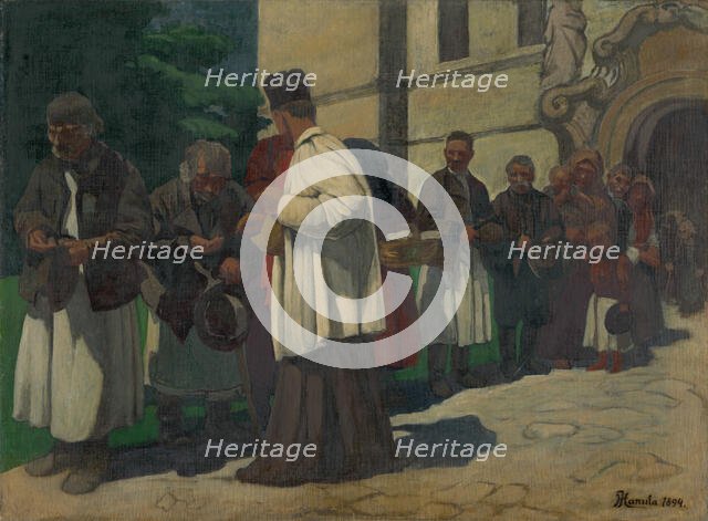 Alms (Study for the Picture Poor), 1894. Creator: Jozef Hanula.