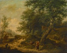 Landscape with Cottage and Travelers, 19th century. Creator: Unknown.