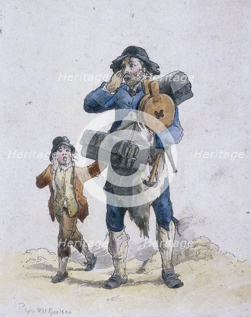 A tinker and a child, Provincial Characters, 1804. Artist: William Henry Pyne