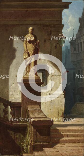 The eye of the law (Justitia), 1857. Creator: Spitzweg, Carl (1808-1885).