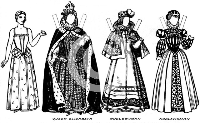 'The Gallery of Historic Costume: Some of the Dresses Worn in Elizabeth's Reign', c1934. Artist: Unknown.