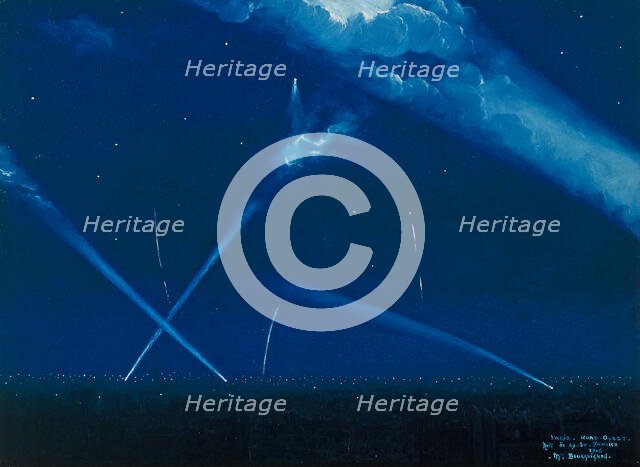 Last zeppelin raid, on the night of January 29 to 30, 1916. Creator: Unknown.