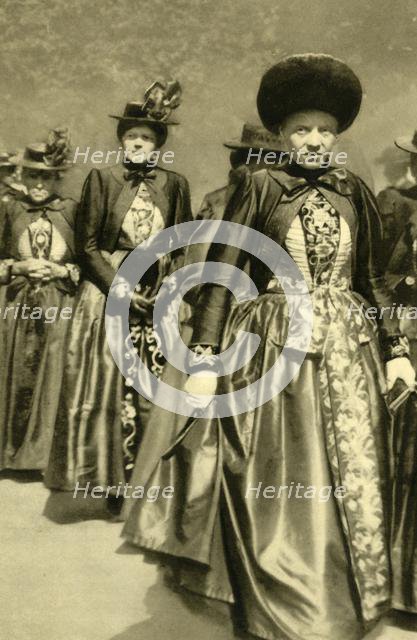 Women in traditional costume, Schruns, Vorarlberg, Austria, c1935.  Creator: Unknown.