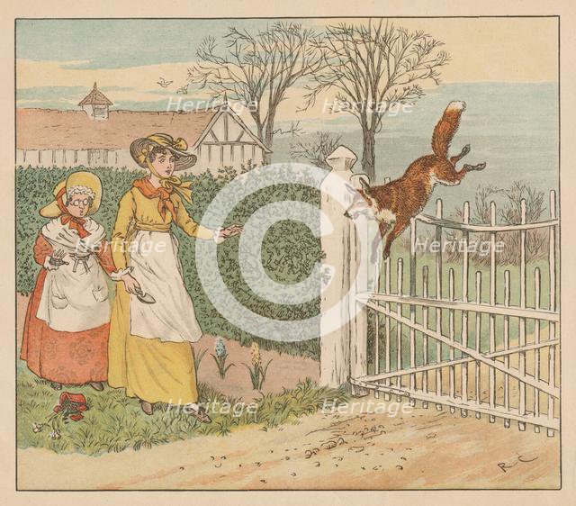 The Fox jumping over the parson's gate, c1883.  Creator: Randolph Caldecott.