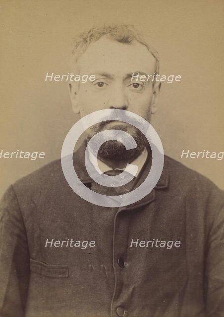 Ruaud. Jean-Baptiste. 35 ans, né à Limoges le 28/7/58. Cordonnier. Anarchiste. 4/2/94. , 1894. Creator: Alphonse Bertillon.