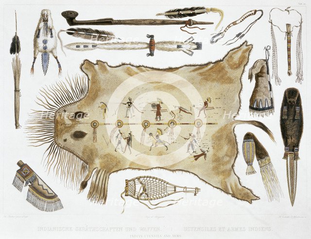 'Indian Utensils and Arms', 1843. Artist: A Zschokke