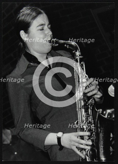 Allison Neale playing alto saxophone at The Fairway, Welwyn Garden City, Hertfordshire, 2001. Artist: Denis Williams