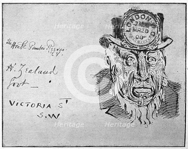 Cartoon depicting Boer leader Paul Kruger as a Maori, 1900. Artist: Unknown