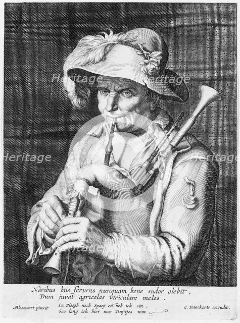 Man Playing Bagpipe, 17th century. Creator: Cornelis Bloemaert.
