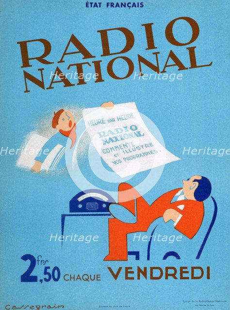 Advertisement for French Radio National, 20th century. Artist: Unknown