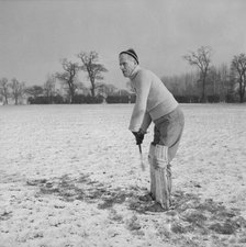 Alf Cannon, goalkeeper for the hockey team at Laing's Sports Club, Barnet, London, 08/02/1956. Creator: John Laing plc.