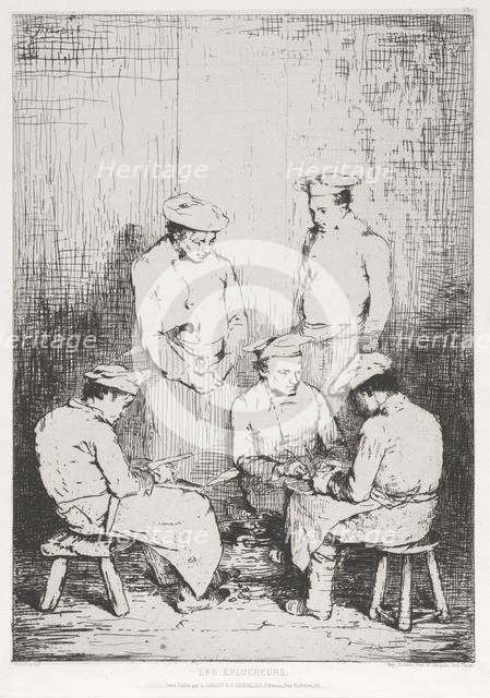 The Potato Peelers. Creator: Théodule Ribot (French, 1823-1891); A. Cadart & F. Chevalier, rue Richelieu, 66.