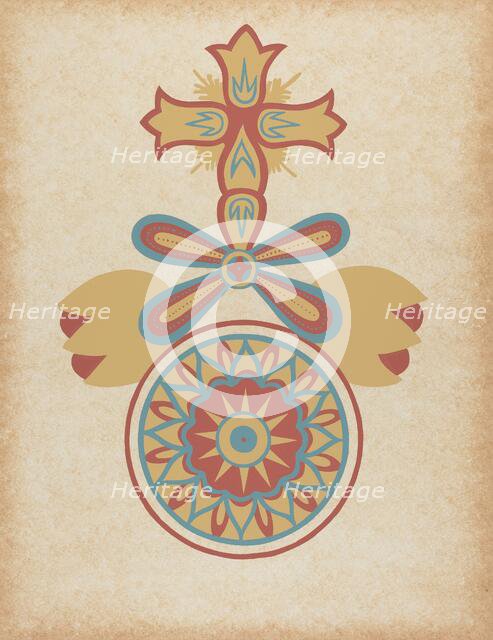 Santa Barbara Mission Doorway Design from the portfolio "Decorative Art...", 1935/1942. Creator: Unknown.